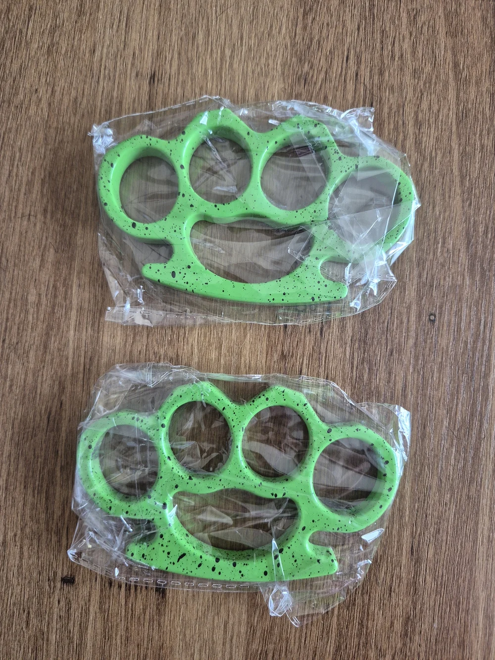Sleek Green With Splashes Of Black Self-Defense Knuckle Set with Pouches